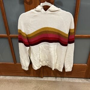 Faherty White Sweater with Red and Gold Stripes